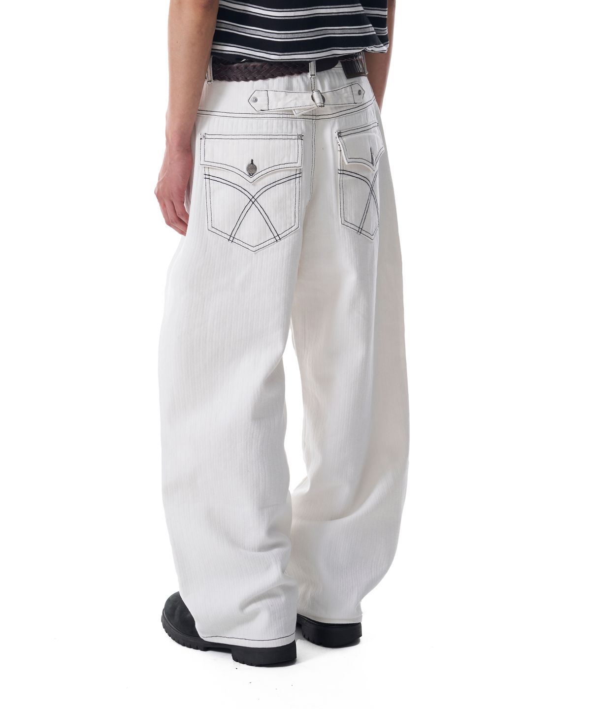 아캄(AAKAM) Cinch Back Cotton Pants (Ivory)