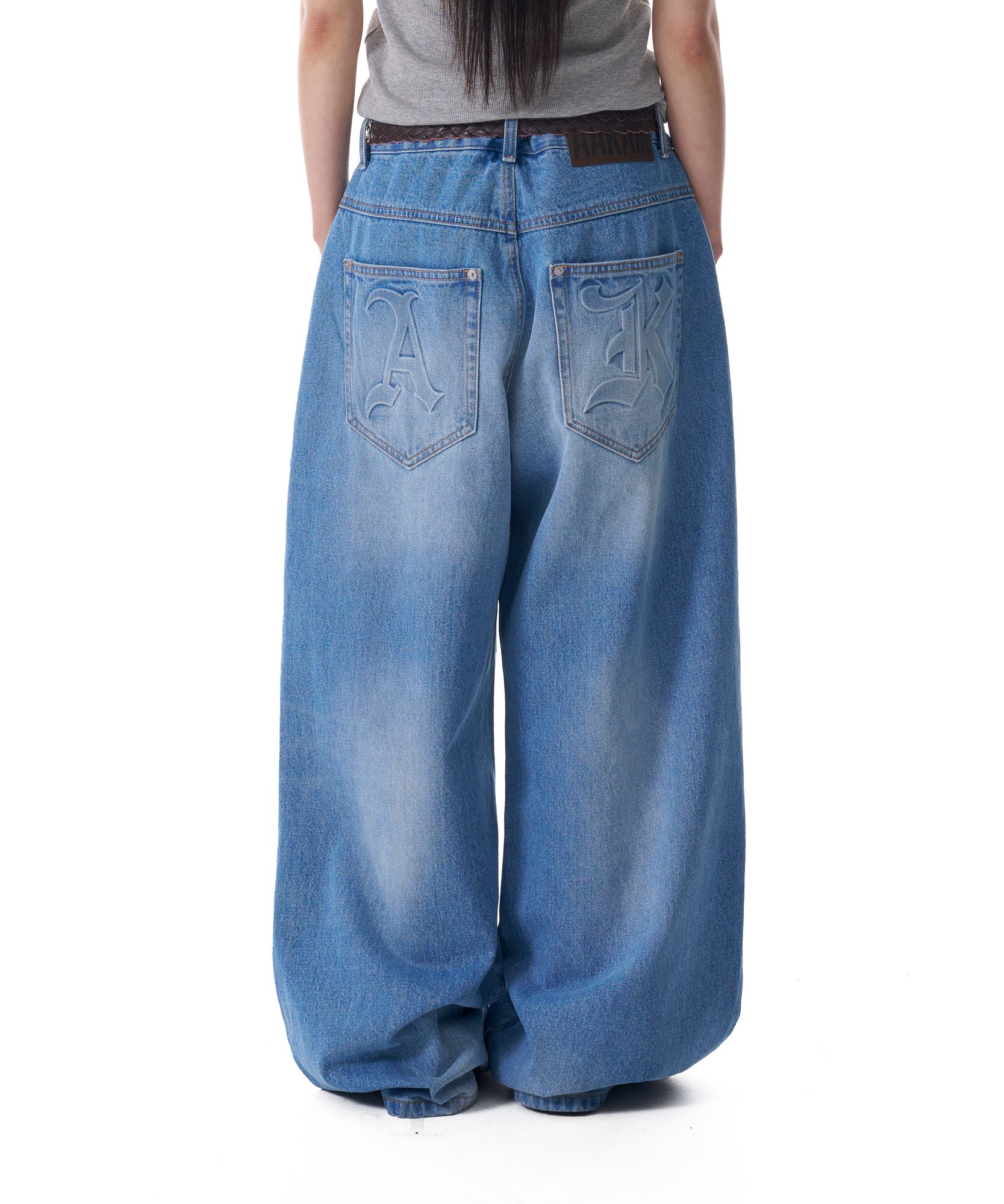 AAKAM ■ Embossing Logo Denim Pants デニム MUSINSA公式 | AAKAM Embossing Logo Denim Pants (Blue)
