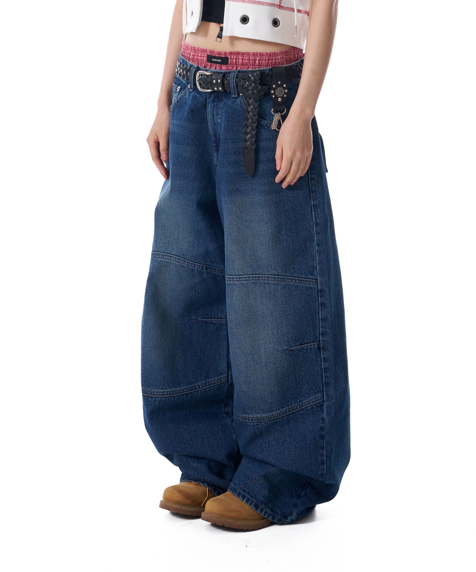 AAKAM ■ Knee Incision Washed Denim Pants MUSINSA | AAKAM Knee Incision Washed Denim Pants (Blue)