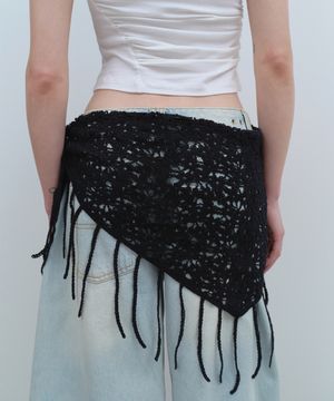 프린지 와이드 멀티 스카프 [블랙]