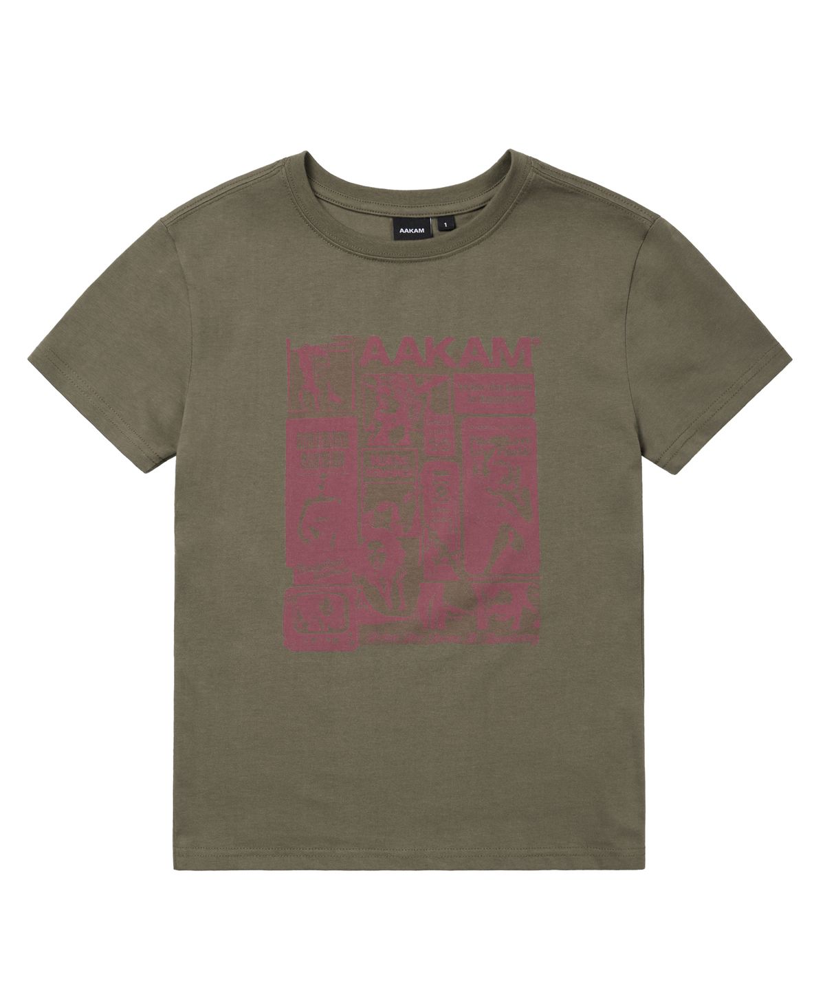 아캄(AAKAM) Collage Artwork Half Top (Khaki)
