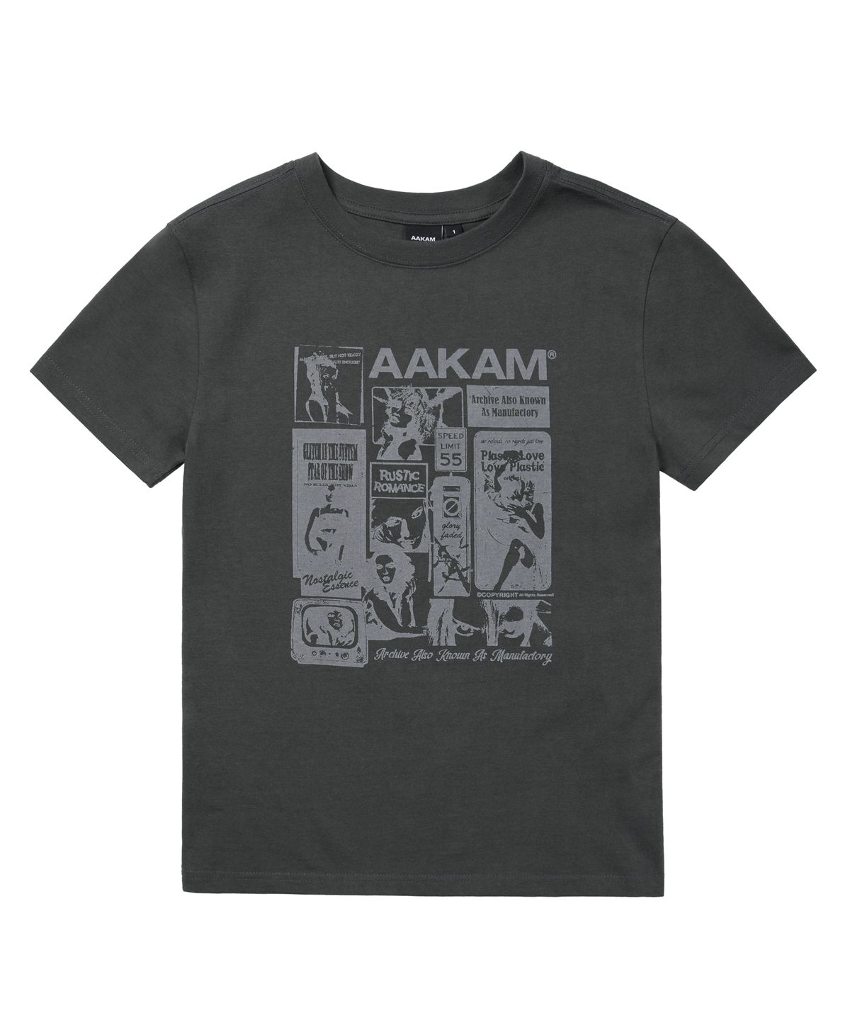 아캄(AAKAM) Collage Artwork Half Top (Dark Gray)