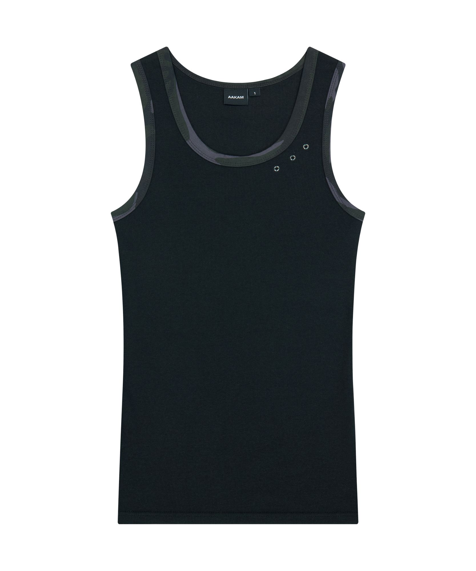◆25SS AAKAM 3-Lined Eyelet Sleeveless/2色◆ MUSINSA | AAKAM Eyelet Contrast Camo Sleeveless (Black)