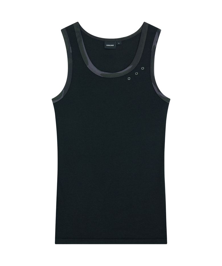 Eyelet Contrast Camo Sleeveless (Black)
