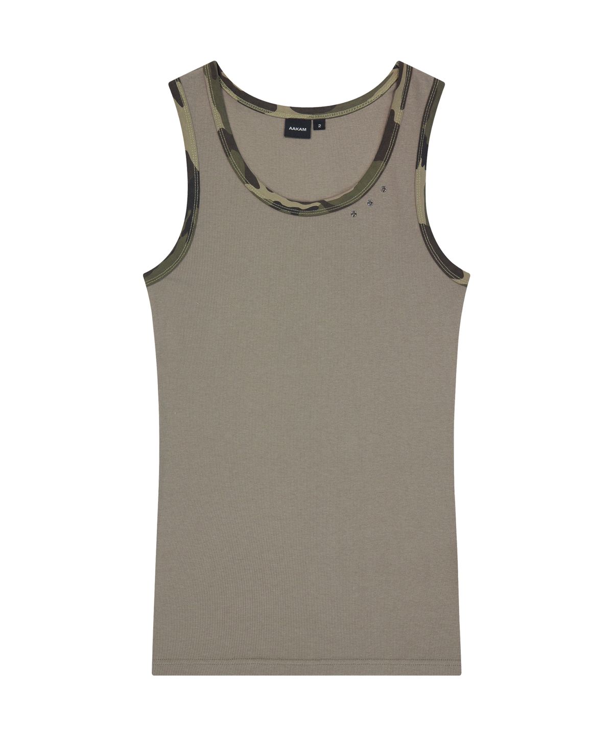 아캄(AAKAM) Eyelet Contrast Camo Sleeveless (Beige)