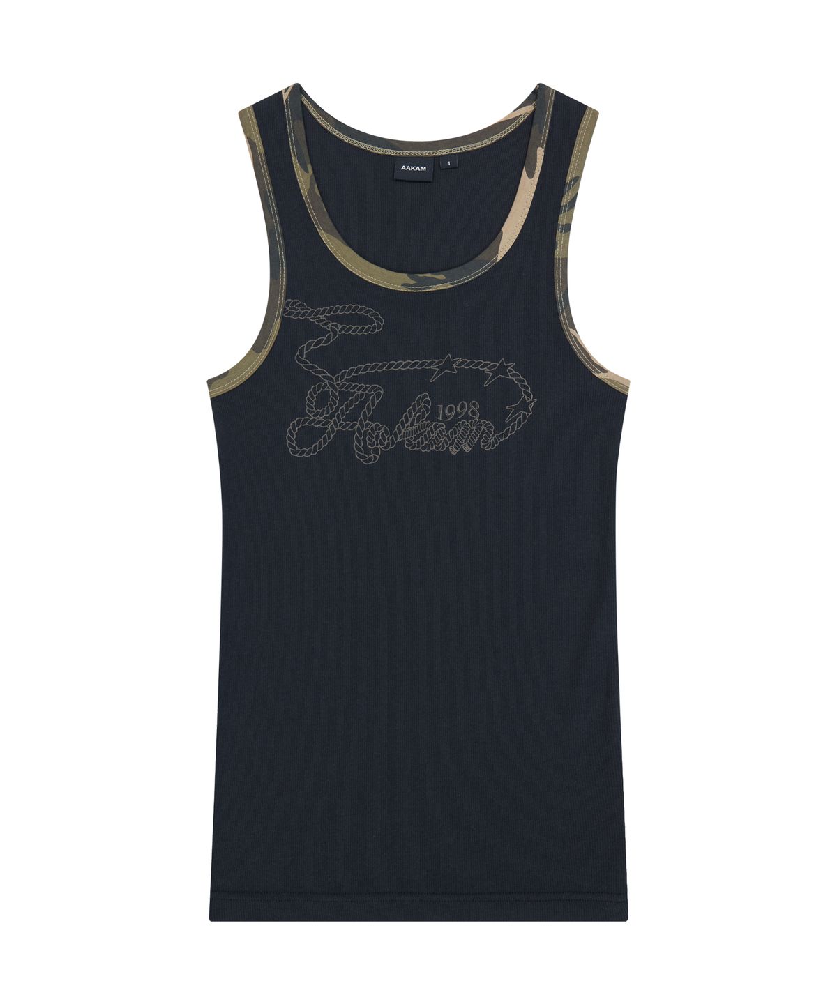 아캄(AAKAM) Rope Contrast Camo Sleeveless (Black)