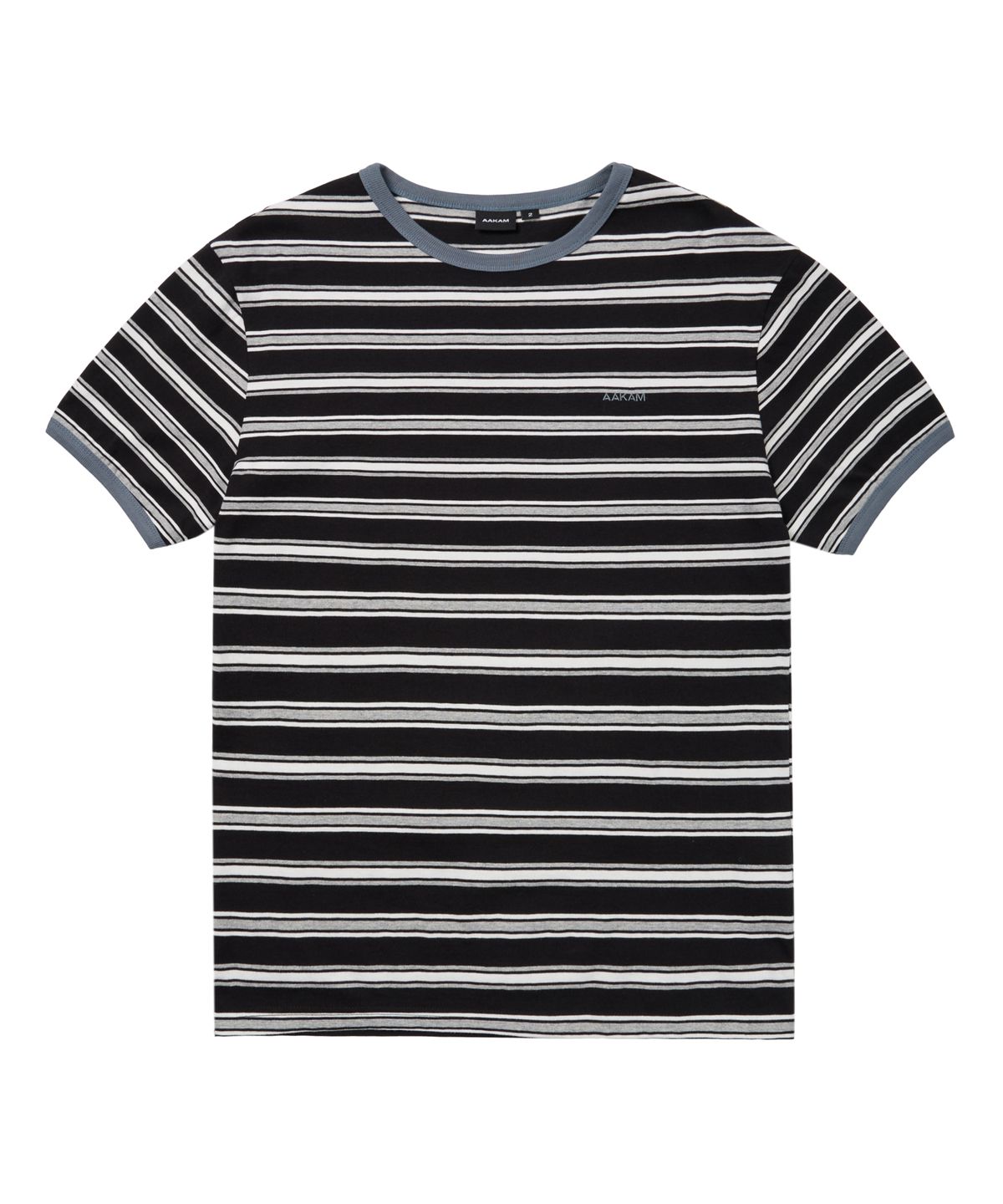아캄(AAKAM) Striped Ringer Top (Black-Gray)