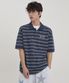 스트라이프 피케 반팔티셔츠 네이비