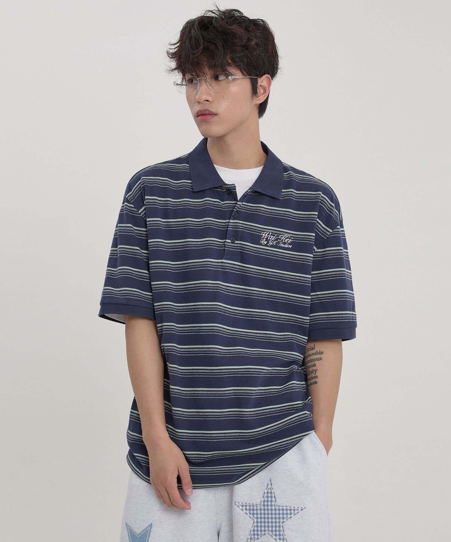 ★WAIKEI★ Striped pique short sleeve t-shirt pink YKBE02TS0 MUSINSA | WAI KEI Striped pique short sleeve t-shirt navy