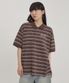 스트라이프 피케 반팔티셔츠 브라운