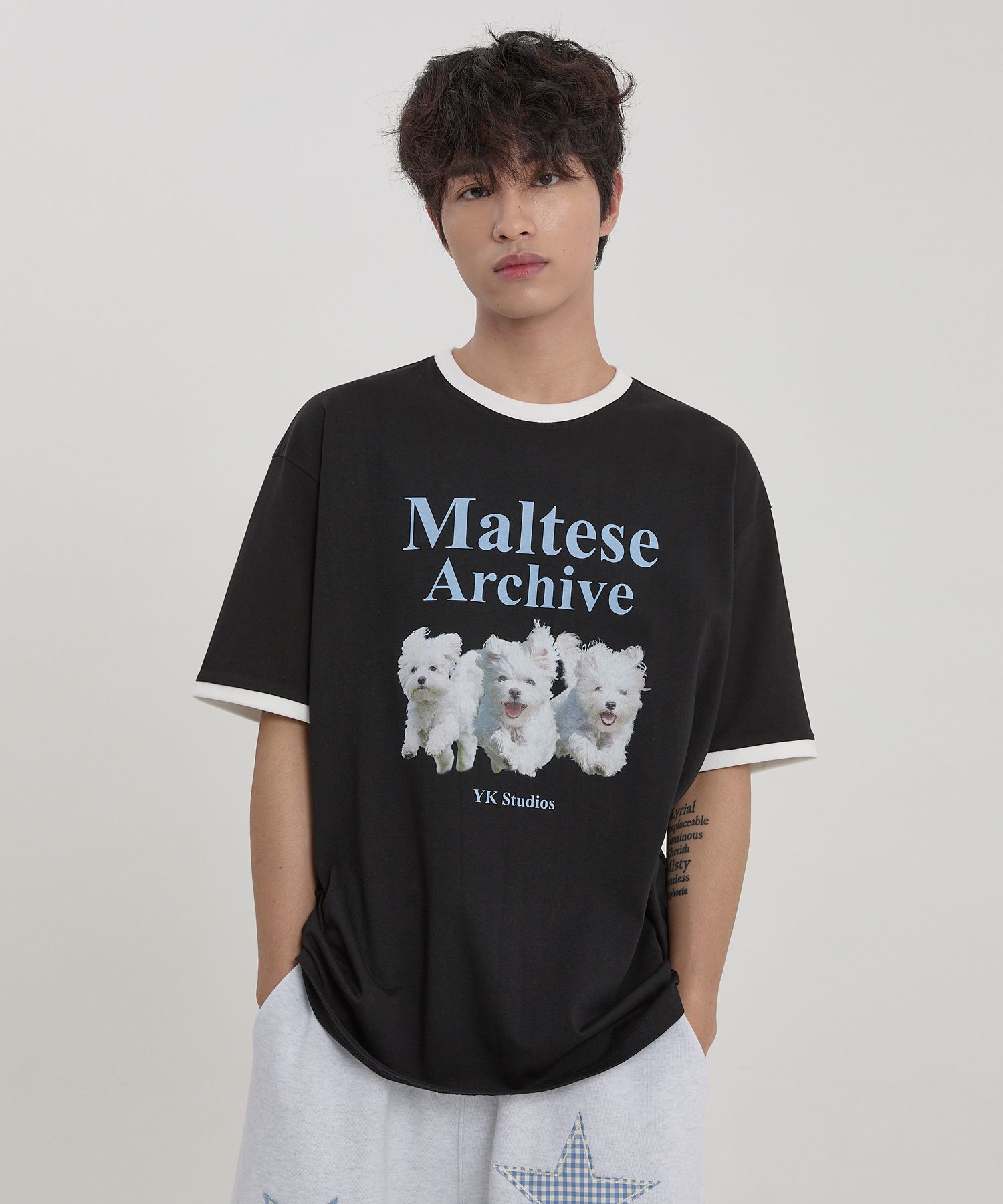 ★WAIKEI★ Maltese Archive Ringer Short Sleeve T-Shirt Black MUSINSA | WAI KEI Maltese Archive Ringer Short Sleeve T