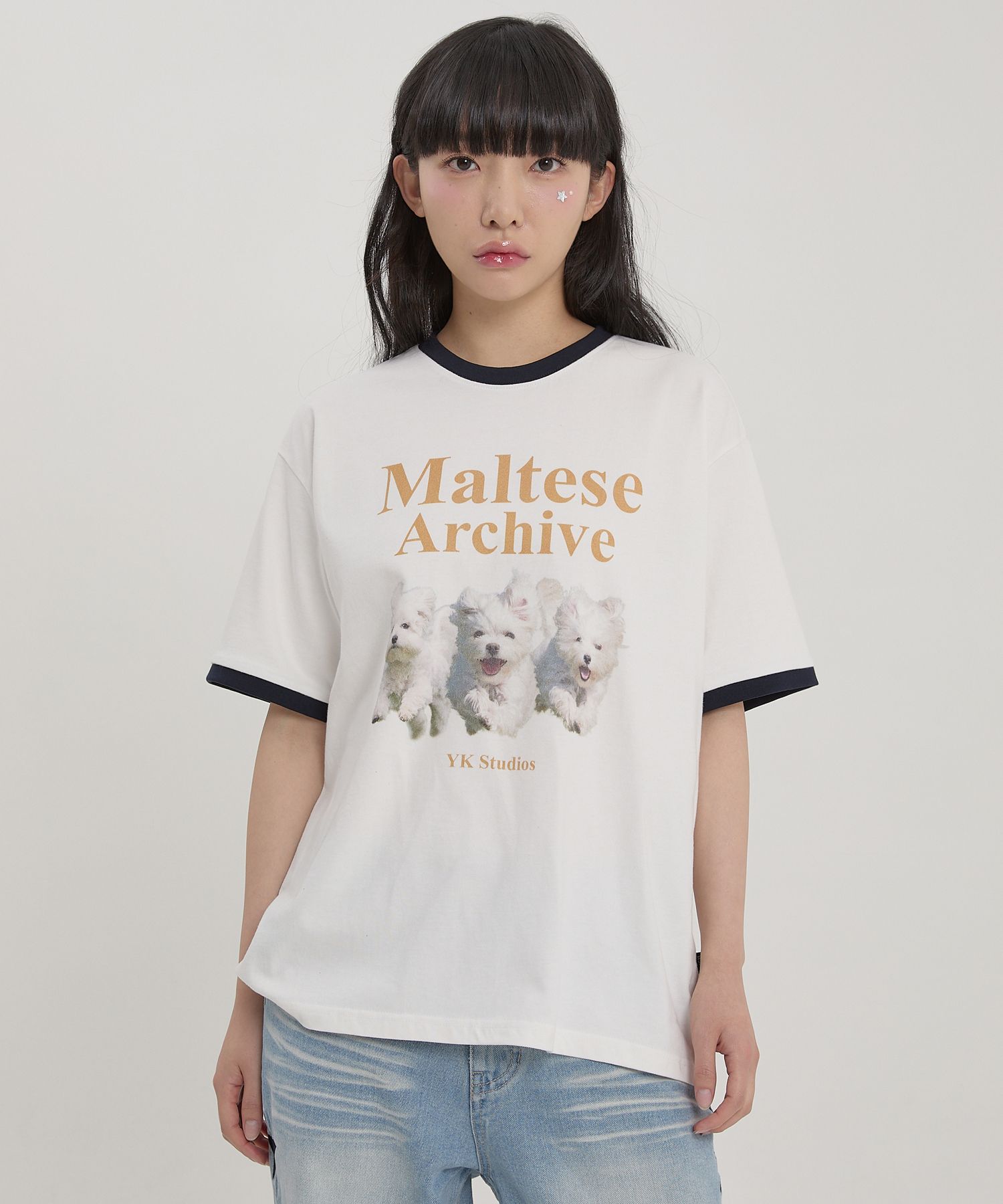 ★WAIKEI★ Maltese Archive Ringer Short Sleeve T-Shirt White MUSINSA | WAI KEI Maltese Archive Ringer Short Sleeve T