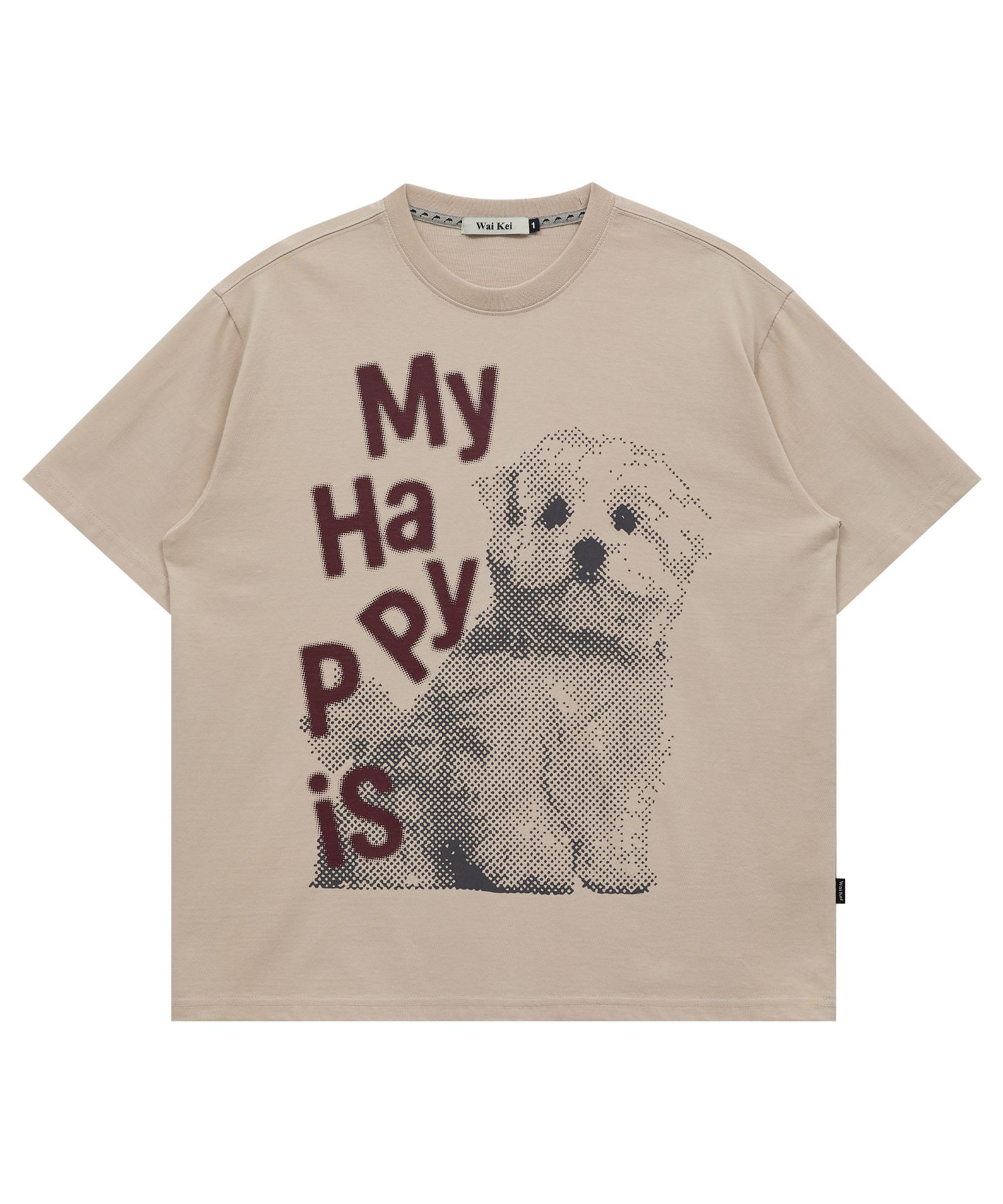 ★WAIKEI★ MY HAPPY IS Stamp Short Sleeve T-shirt Beige YKBE MUSINSA | WAI KEI MY HAPPY IS Stamp Short Sleeve T-shirt Beige