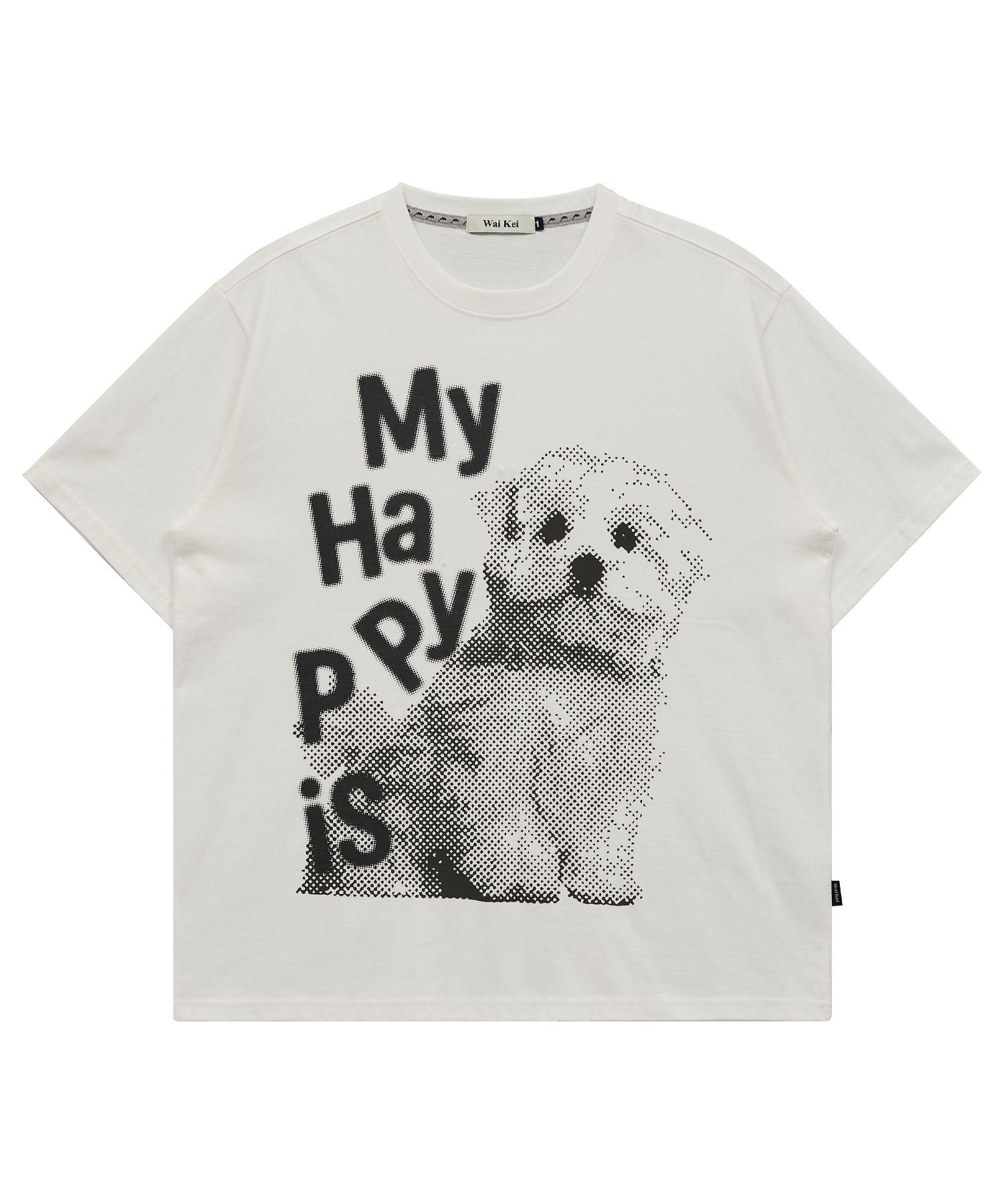 MUSINSA | WAI KEI MY HAPPY IS Stamp Short Sleeve T-shirt White