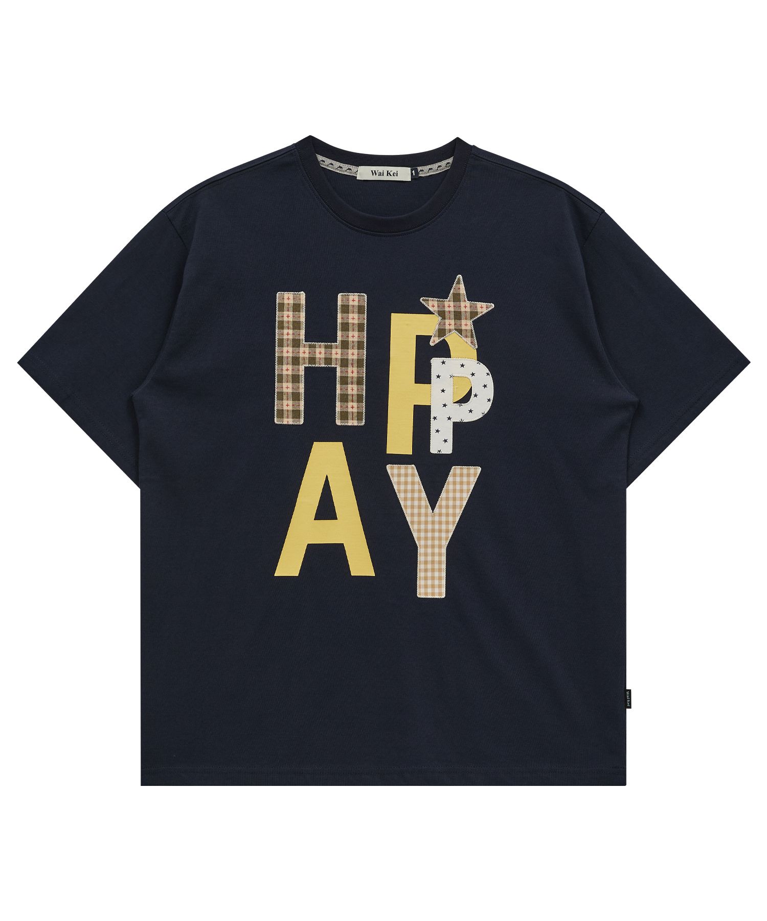 Tシャツ・カットソー Wai Kei HAPPY Patchwork Short Sleeve T-shirt 5BSA066 MUSINSA | WAI KEI HAPPY Patchwork Short Sleeve T-shirt Navy
