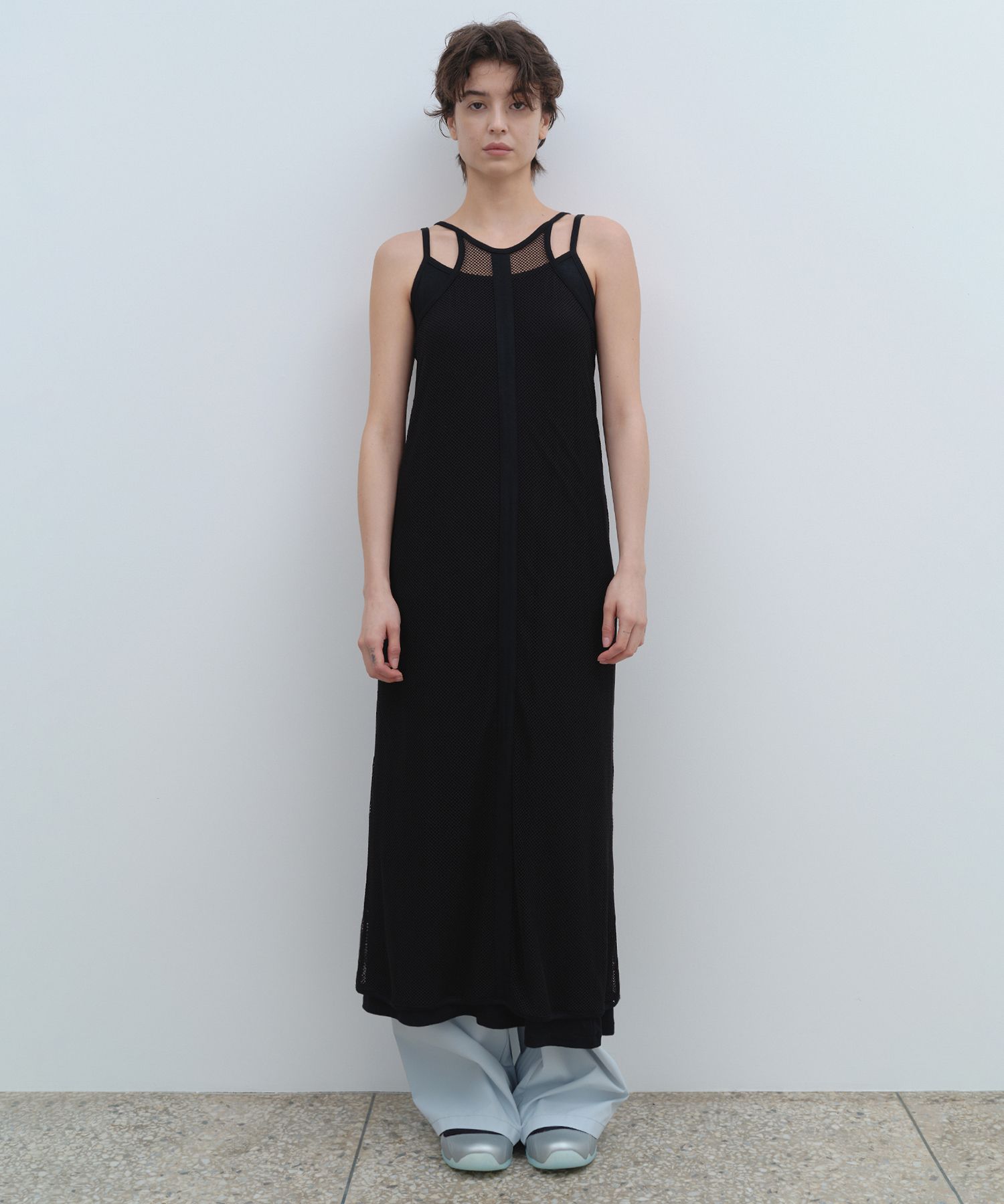 MUSINSA | MILLO WOMEN Mesh Back String Jersey Dress [Black]
