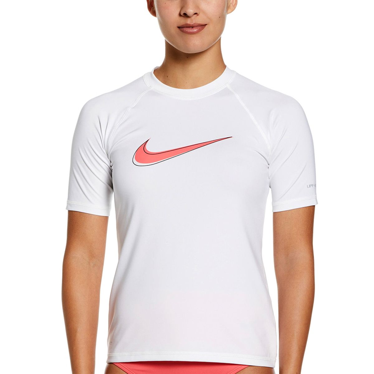 나이키스윔(NIKE SWIM) 여자래쉬가드 아웃라인 스우시 숏 슬리브 하이드로가드 NESSD427-100