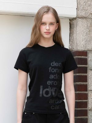 TONE ON TONE LETTERING T-SHIRT, BLACK