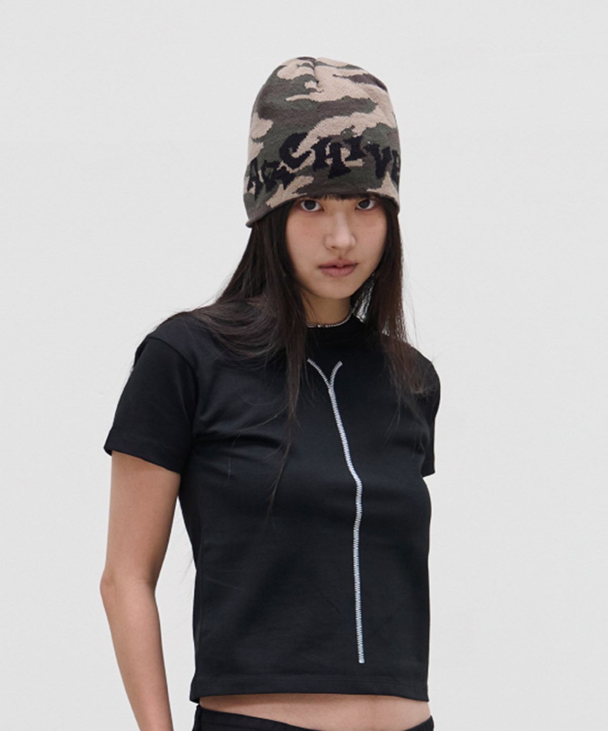 9999아카이브(9999ARCHIVE) Wavy Logo Camo Beanie