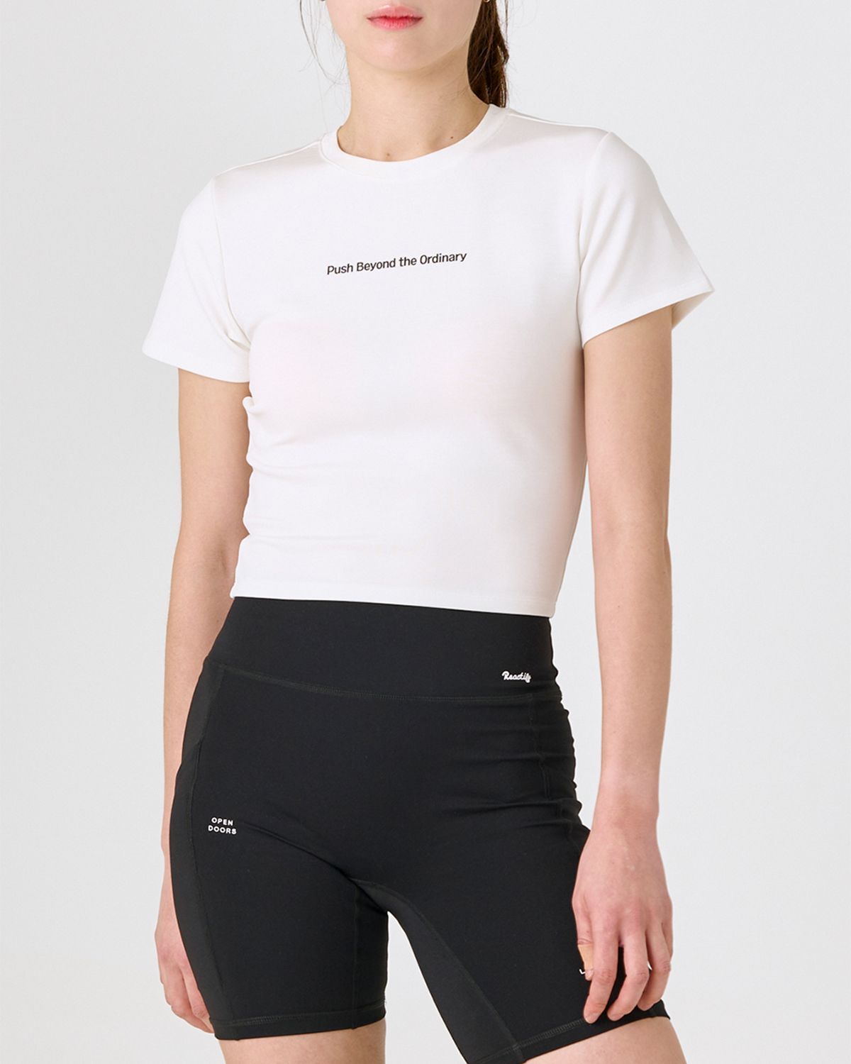 리액티파이(REACTIFY) Womens Push Cropped T-Shirt White