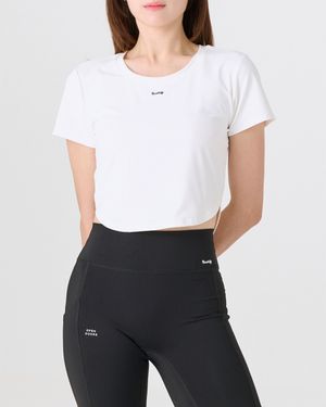 Womens semi Cropped T-Shirt White