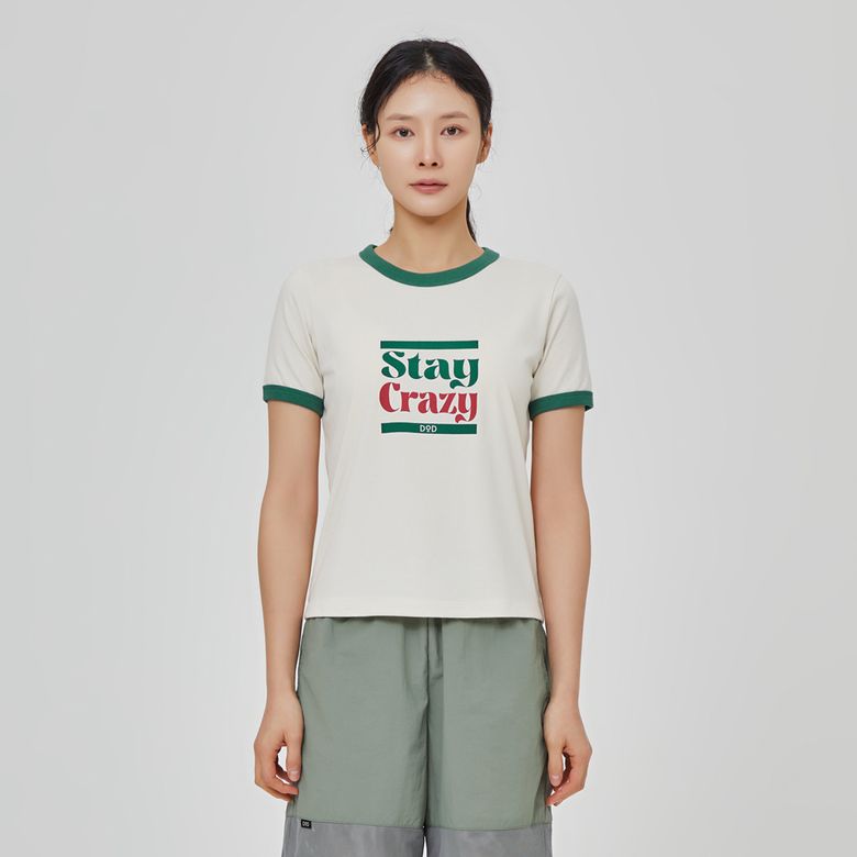 에이드 링거 라운드 반팔 티셔즈 여자(IVORY)