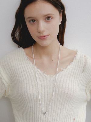 Heart Pearl Magnet Long Necklace