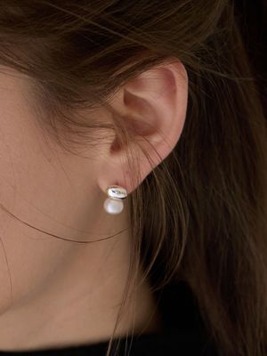 [실버925] 담수진주 워터 빈 귀걸이
