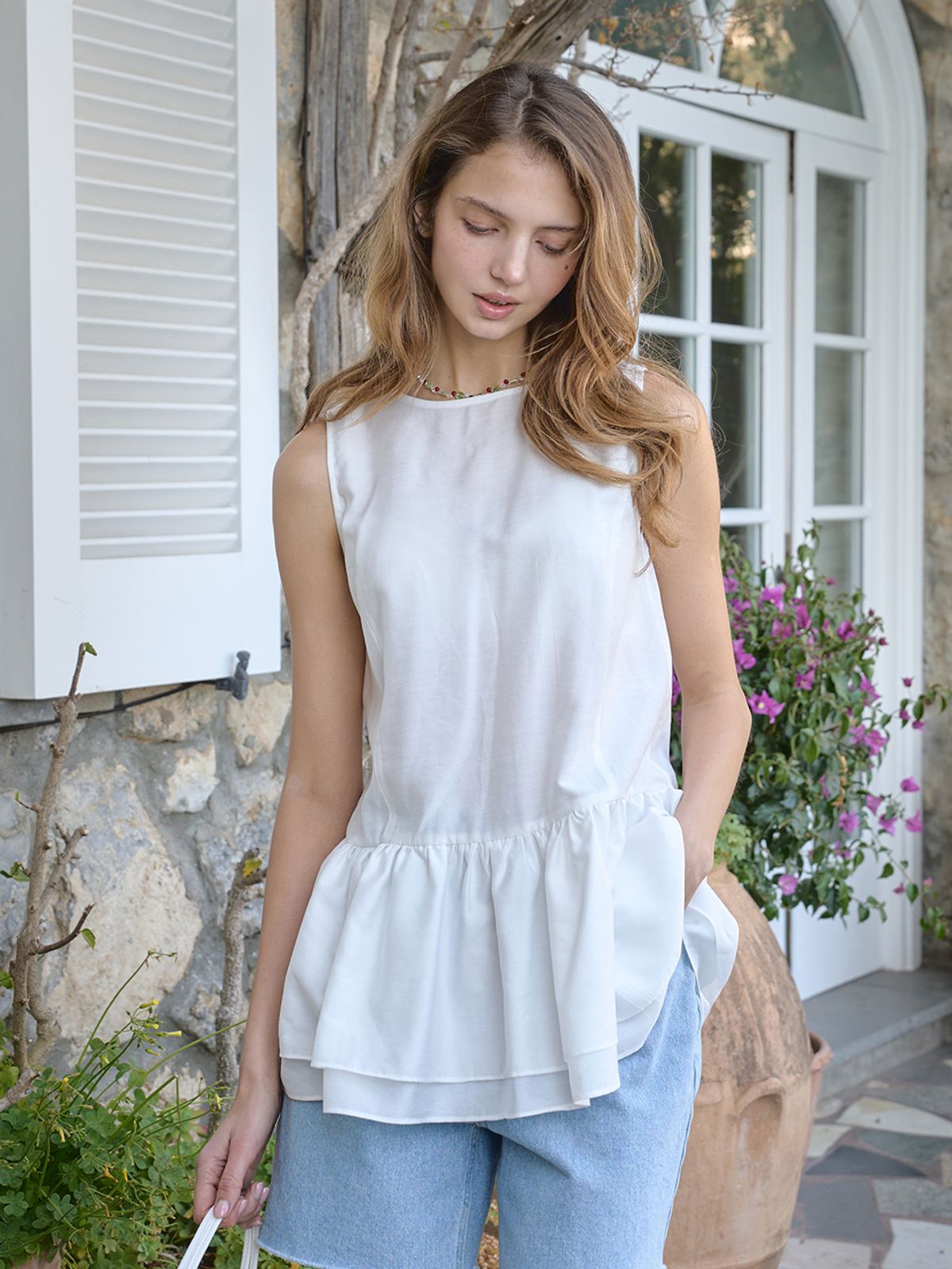 랭앤루(LANGNLU) RIETI Ruffle Blouse(리에티)_IVORY