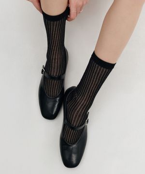 리브드 시어 삭스_블랙 / RIBBED SHEER SOCKS_BLACK