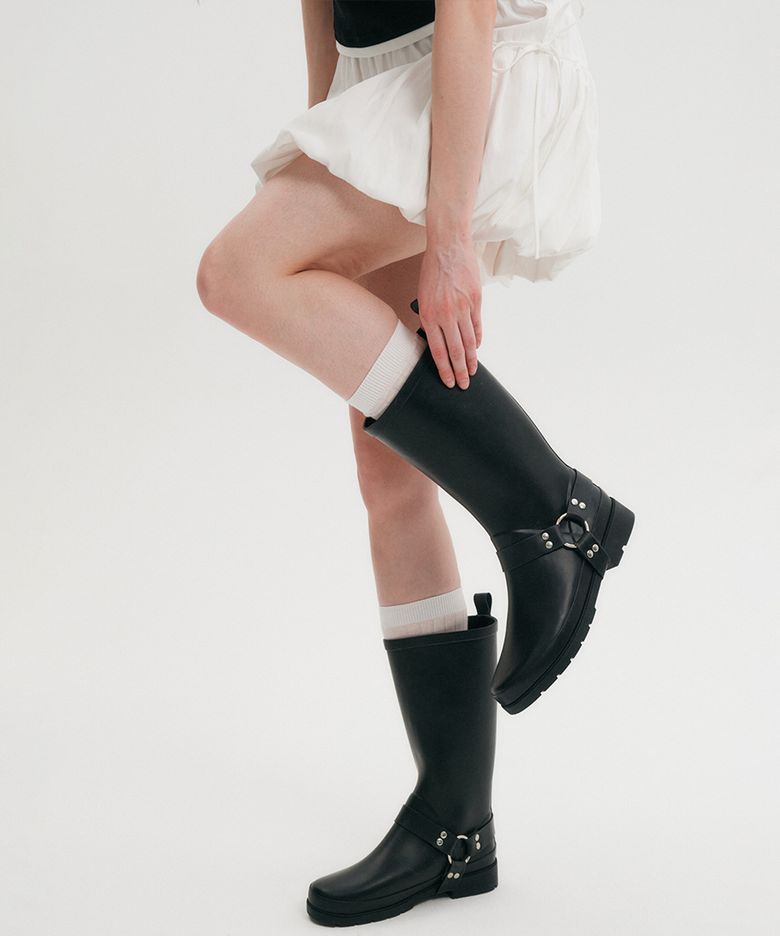 켈리 버클 레인부츠_블랙 / KELLY BUCKLED RAIN BOOTS_BLACK