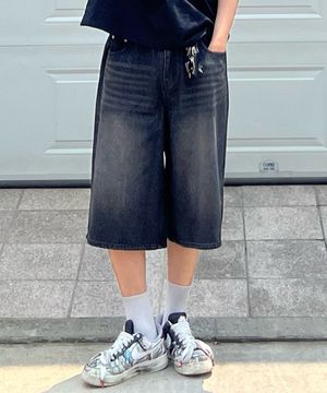 빈티지 워시드 버뮤다 데님팬츠 [빈티지블랙]