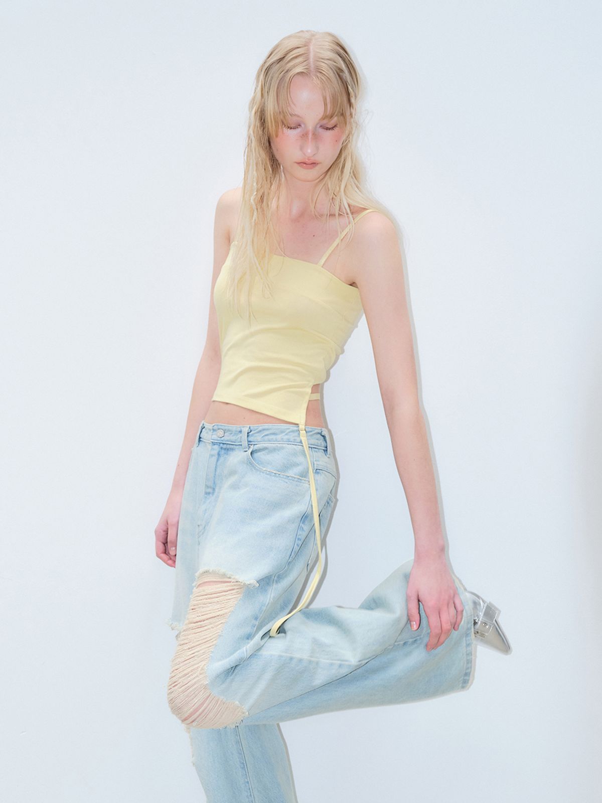에트몽(ETMON) Drop Strap Sleeveless Top, Yellow