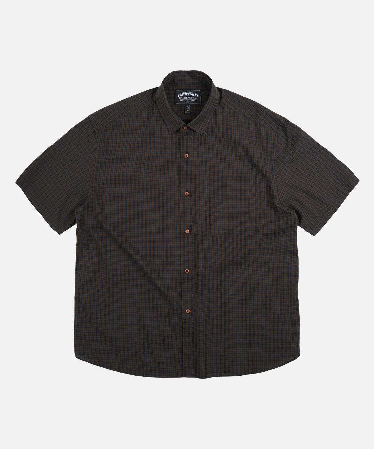 프리즘웍스(FRIZMWORKS) COTTON CHECK RELAXED HALF SHIRT _ BLACK