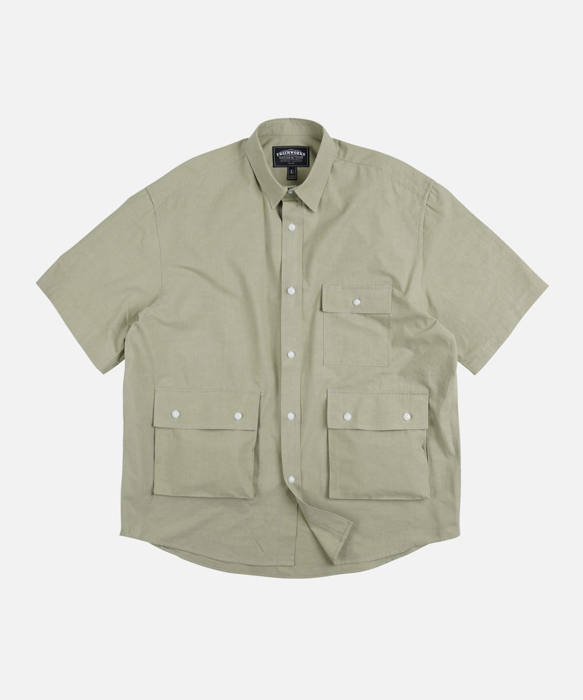 프리즘웍스(FRIZMWORKS) WASHED TRIPLE POCKET HALF SHIRT _ LIGHT GREEN