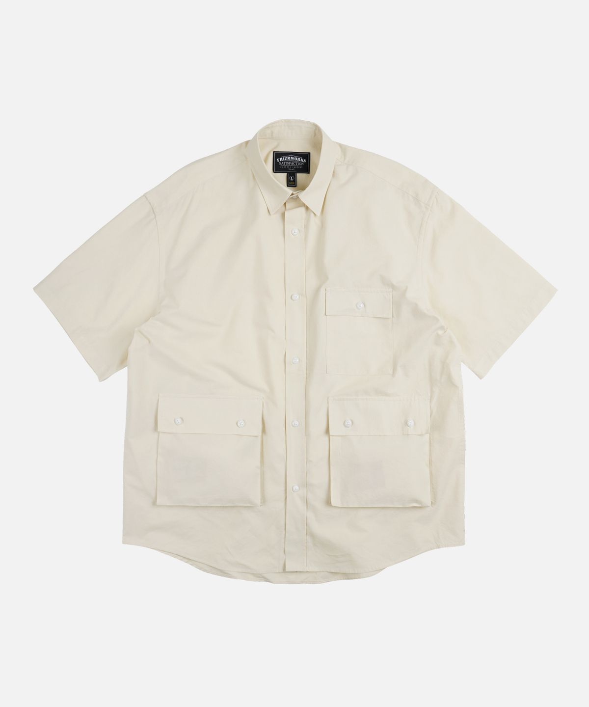 프리즘웍스(FRIZMWORKS) WASHED TRIPLE POCKET HALF SHIRT _ IVORY