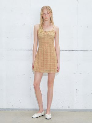 Slip Check Mini Dress, Orange