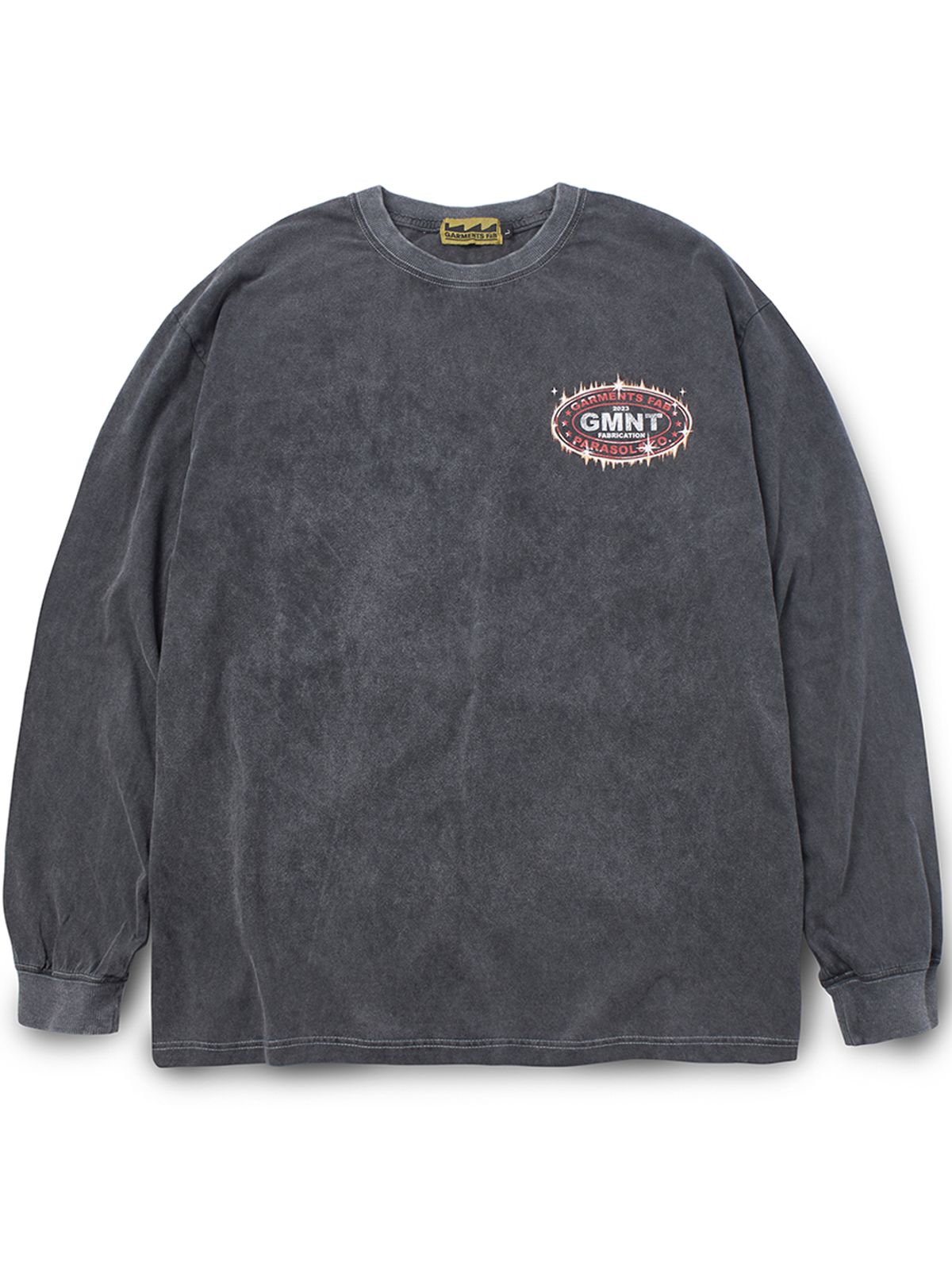 가먼츠팹(GARMENTS FAB) Washed Shine Oval Logo Tee (CHARCOAL)