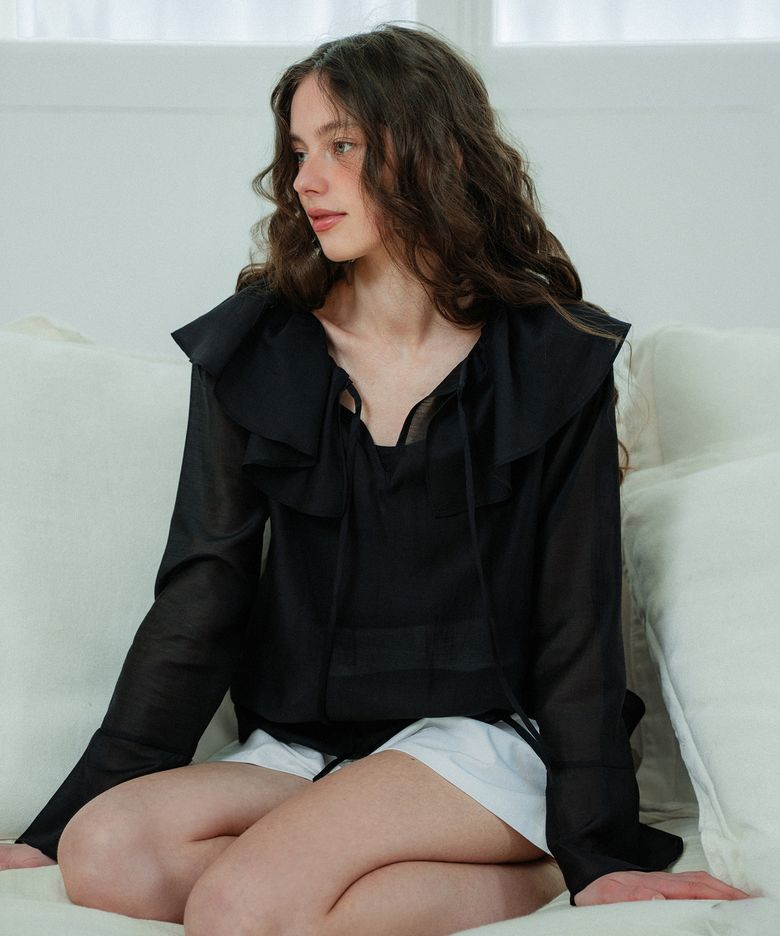 포피 프릴 블라우스 (블랙)