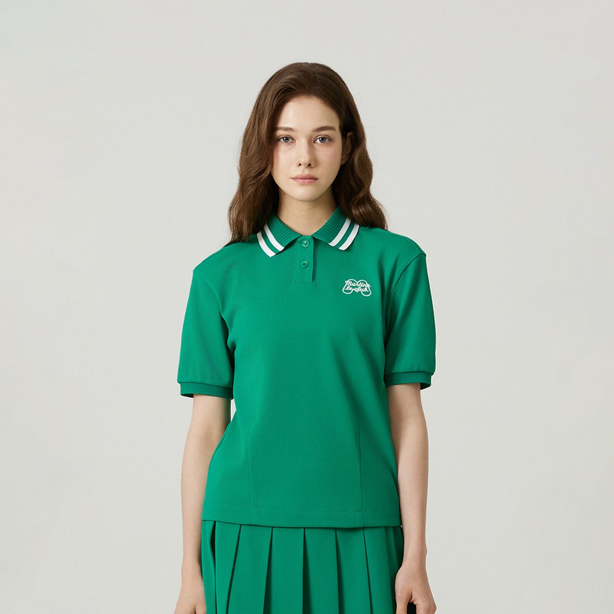마틴골프(MARTINE GOLF) Knit Collar Crop Short Sleeve T-shirt_GREEN
