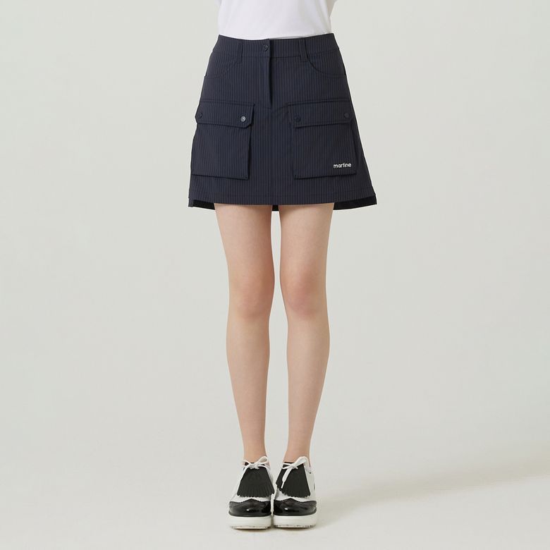 Out Pocket Stripe Pattern Culotte_NAVY