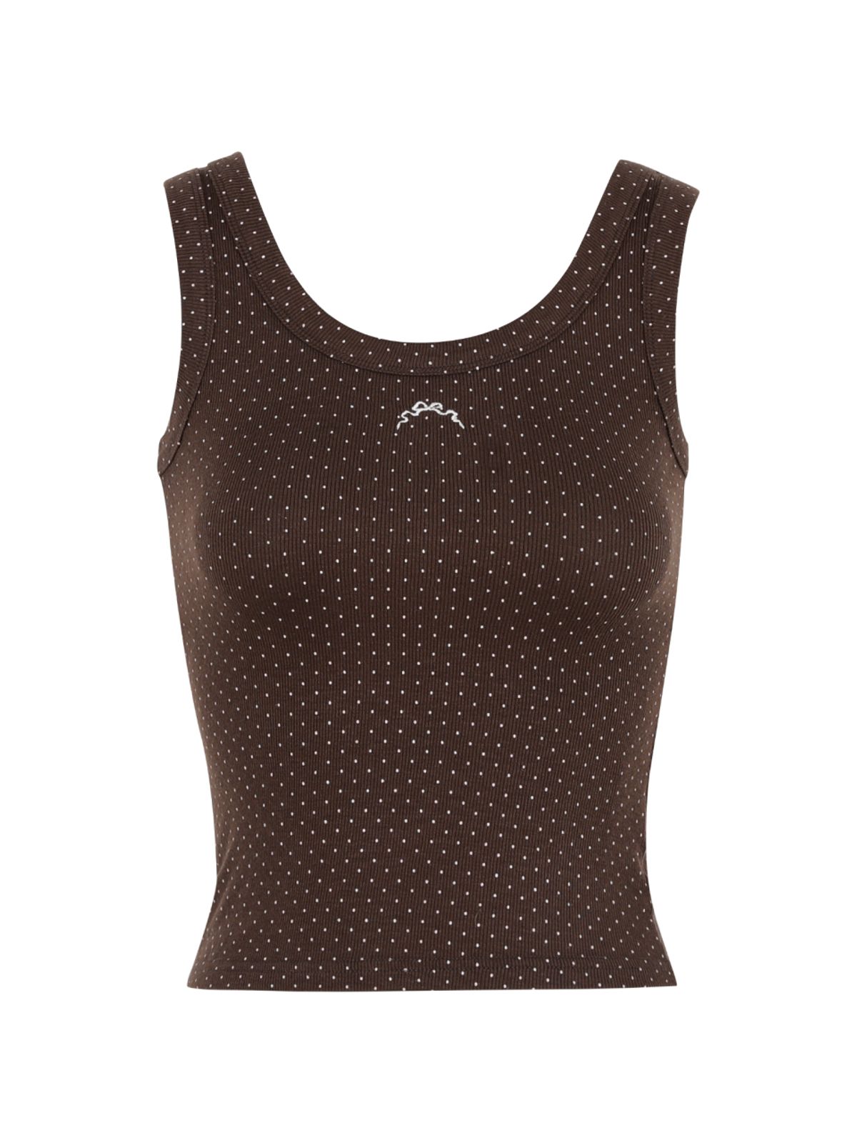 스웻스윗(SWEATSWEET) DOT RIBBON SLEEVELESS TOP - BROWN