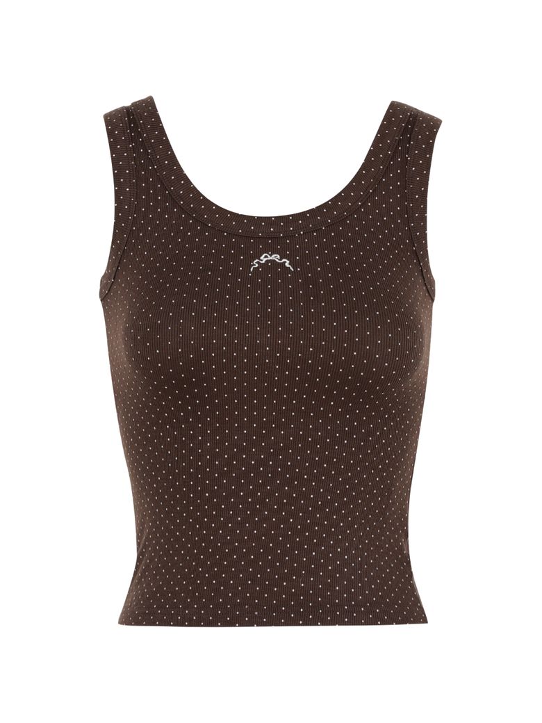 DOT RIBBON SLEEVELESS TOP - BROWN