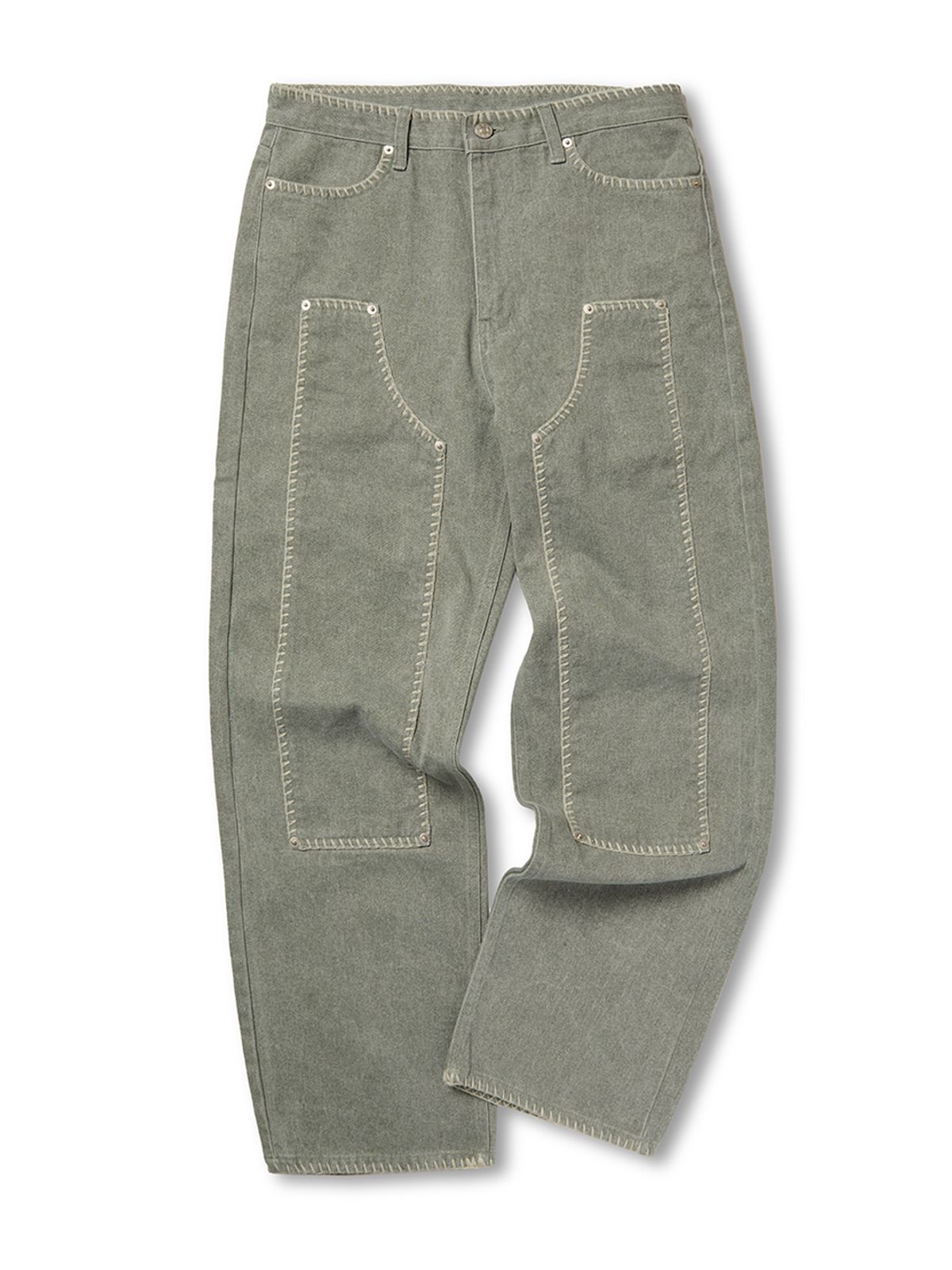 가먼츠팹(GARMENTS FAB) Blanket Stitch Pigment Carpenter Pants (KHAKI)