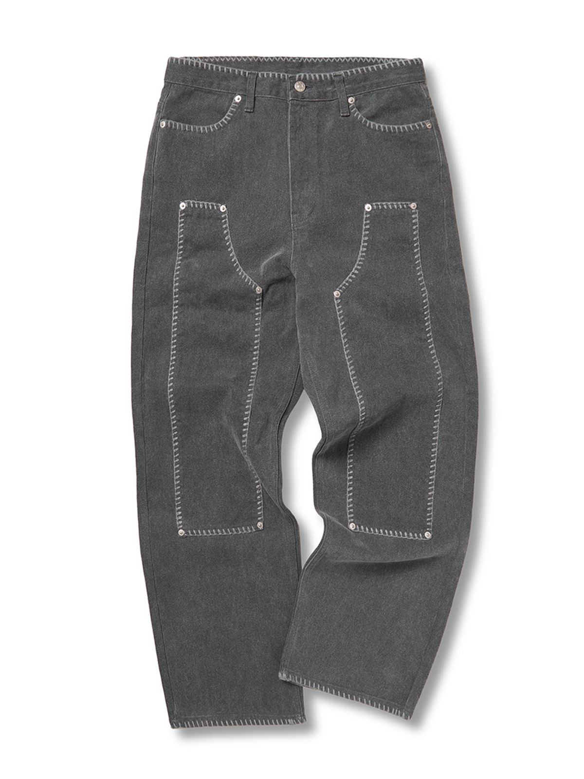 가먼츠팹(GARMENTS FAB) Blanket Stitch Pigment Carpenter Pants (CHARCOAL)