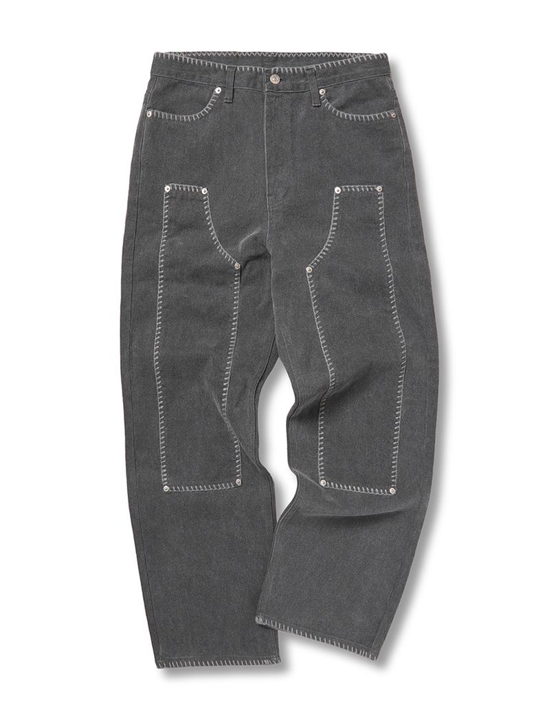 Blanket Stitch Pigment Carpenter Pants (CHARCOAL)