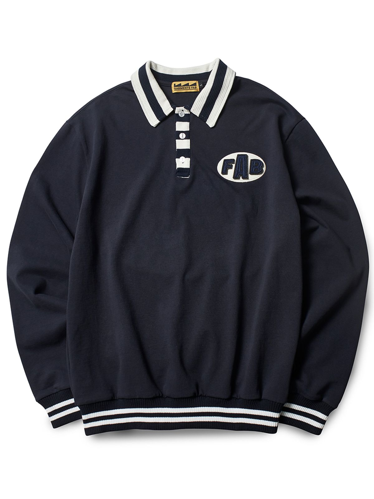 가먼츠팹(GARMENTS FAB) Stripe Patch Rugby Shirts (NAVY)