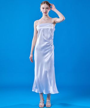 여름 셔링 맥시 슬림 실크 나시원피스 [IVORY] 레이어드원피스 ver.