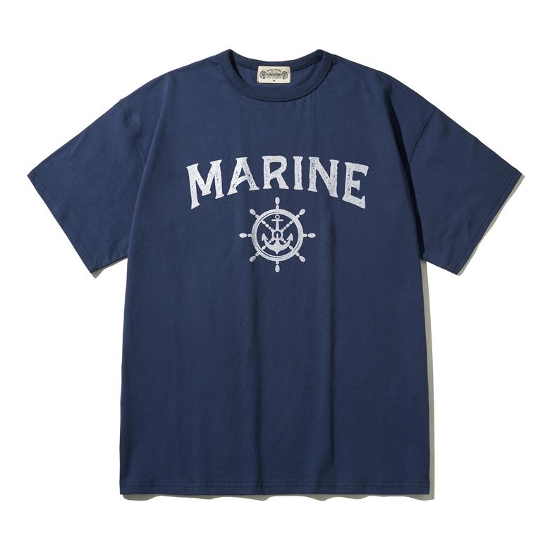 MARINE 마린 빈티지네이비 세미오버핏 티셔츠
