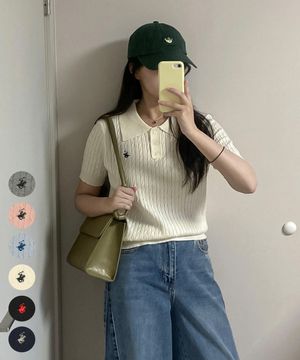 여성 폴로 레거시 클래식 케이블 카라 니트 6Color TK011